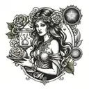 close  libra goddess tattoo design idea