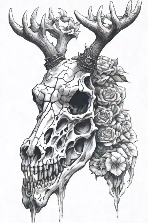 deer skull tattoo design idea