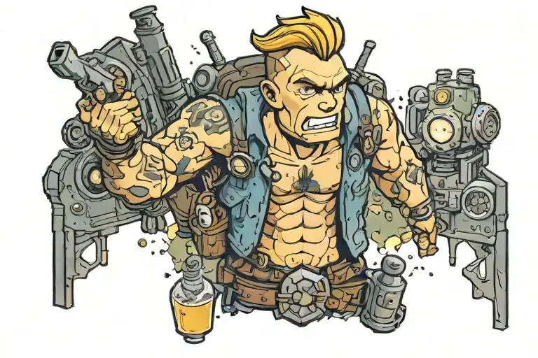 Borderlands and Fallout Raider  Vault Boy tattoo design idea