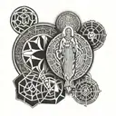 Christian saint benedict medal tattoo design idea
