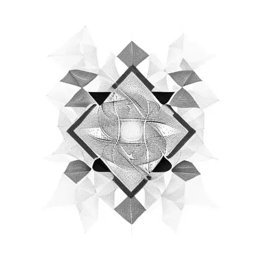 A mesmerizing abstract design incorporating elements of tango, ballet, and secession art in blackwork style tattoo design idea