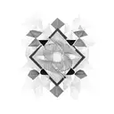 A mesmerizing abstract design incorporating elements of tango, ballet, and secession art in blackwork style tattoo design idea