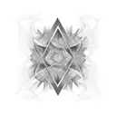 A mesmerizing abstract design incorporating elements of tango, ballet, and secession art in blackwork style tattoo design idea