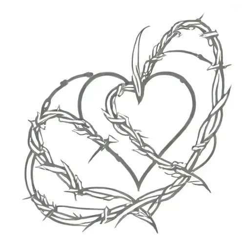 pure heart surrounded by barbed wire tattoo design idea