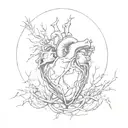 pure heart surrounded by barbed wire tattoo design idea