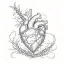 pure heart surrounded by barbed wire tattoo design idea