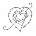 pure heart surrounded by barbed wire tattoo design idea