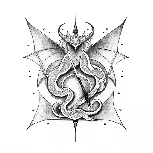 An arrow with a dragon tattoo design idea