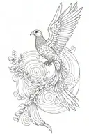 Quetzal and a dove flying in a spiral tattoo design idea