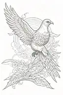 Quetzal and a dove flying towards the sun tattoo design idea