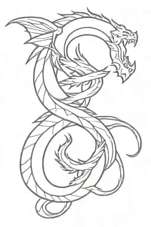 minimalistic dragon tattoo design almost straight tattoo design idea