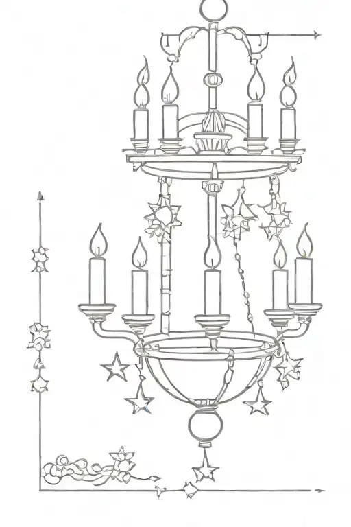 Chandelier with stars or candles or tarot cards  tattoo design idea