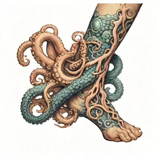 tentacles on leg tattoo design idea