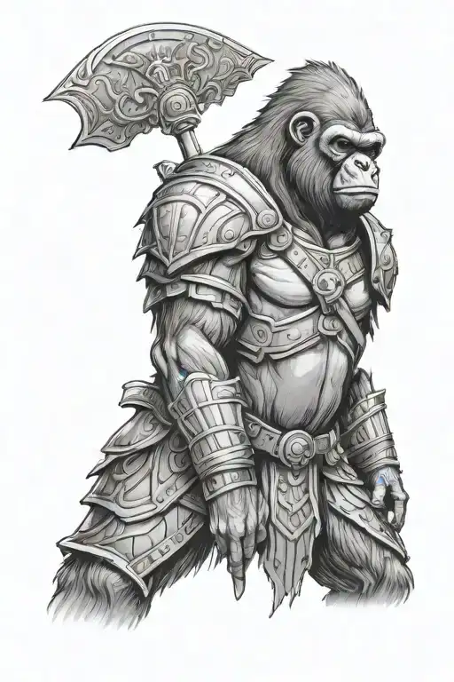 gorilla in roman armor tattoo design idea