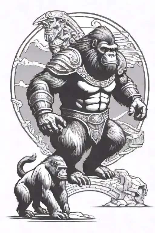 gorilla in roman armor tattoo design idea
