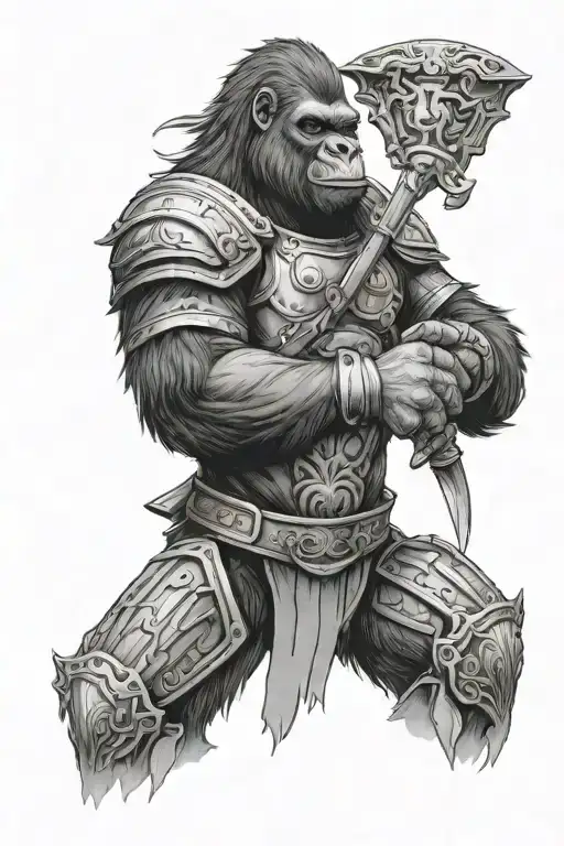 gorilla in roman armor tattoo design idea