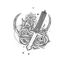 sWORD whit leters BRENDA tattoo design idea