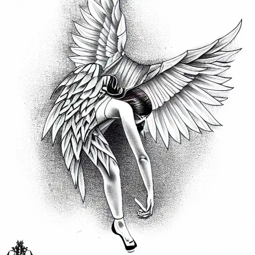 fallen angel tattoo design idea