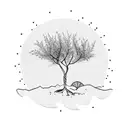 olive tree, minimal, colored  tattoo design idea