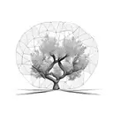 olive tree, minimal, colored  tattoo design idea