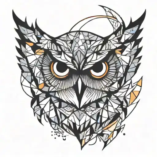 geometric owl mountain eyes tattoo design idea