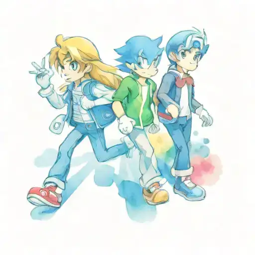 Abby Road with Mario, Link, Mega Man, and Sonic the Hedgehog tattoo design idea