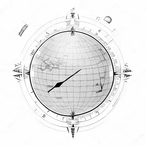 Globe with compass and Austria pinned tattoo design idea