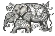 elephant , butterfly, turtle, monkey tattoo design idea