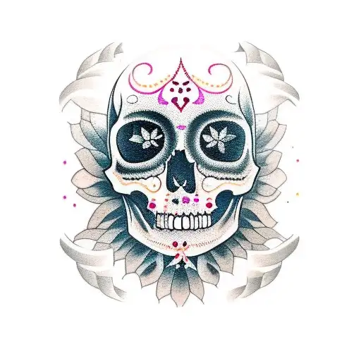 half woman half mexican skull realistic tattoo with melted hourglass   tattoo design idea