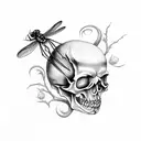 Dragonfly skull spider lilly tattoo design idea