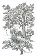 michigan state outline, tennessee state outline, virginia state outline, tree growing within all three tattoo design idea