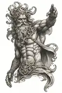 Poseidon mix Zeus 1 person standing tattoo design idea
