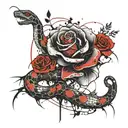 Snake in a rose tattoo design idea