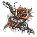 Snake in a rose tattoo design idea