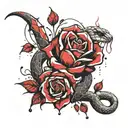 Snake in a rose tattoo design idea