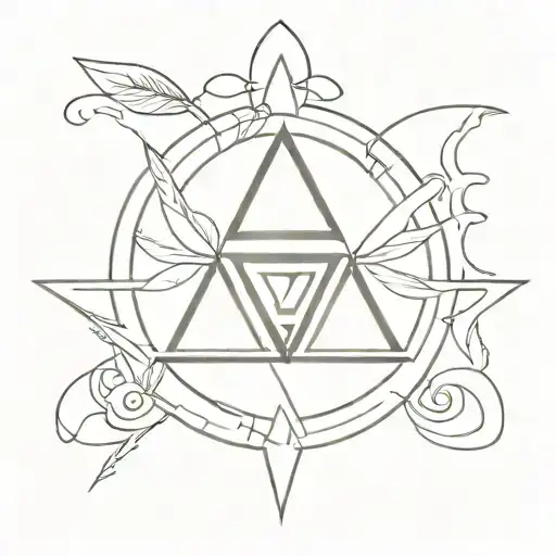Zelda Triforce symbol and Naruto Konoha leaf symbol tattoo design idea