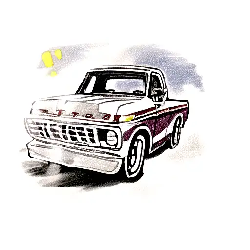 1977 ford f150 drifting around a corner tattoo design idea
