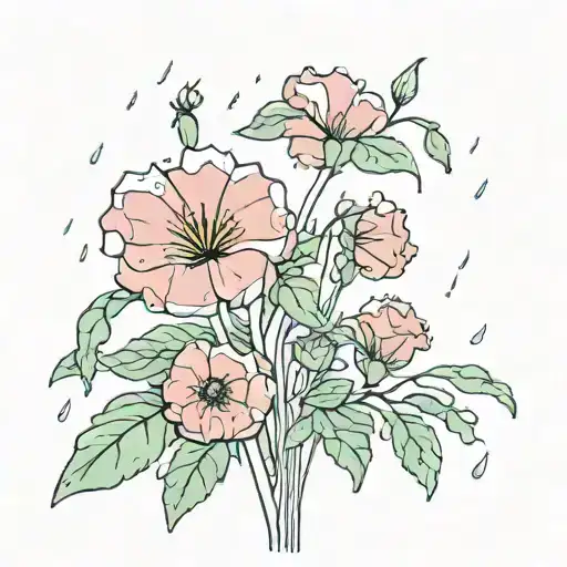 flowers . rain.  tattoo design idea