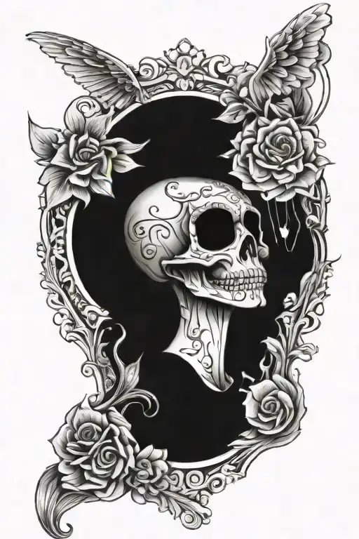 Miss Death with note tattoo design idea
