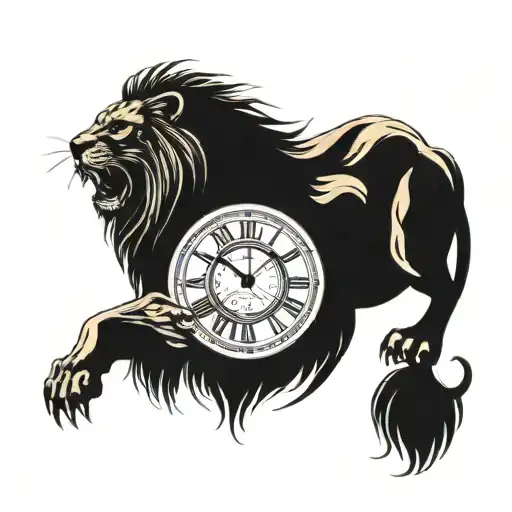 Viking, Lion, Clock tattoo tattoo design idea
