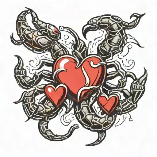 scorpion with heart  tattoo design idea