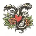 scorpion with heart  tattoo design idea