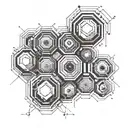 hexagon pattern incorporating elements like tech tattoo design idea