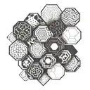 hexagon pattern incorporating elements like tech tattoo design idea
