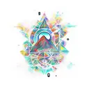 Mixture between abstract and neotraditional half sleeve with these aspects: nature, travel, knowledge, personal growth tattoo design idea