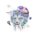 Mixture between abstract and neotraditional half sleeve with these aspects: nature, travel, knowledge, personal growth tattoo design idea