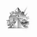 Mixture between abstract and neotraditional half sleeve with these aspects: nature, travel, knowledge, personal growth tattoo design idea