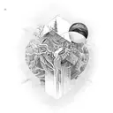 Mixture between abstract and neotraditional half sleeve with these aspects: nature, travel, knowledge, personal growth tattoo design idea