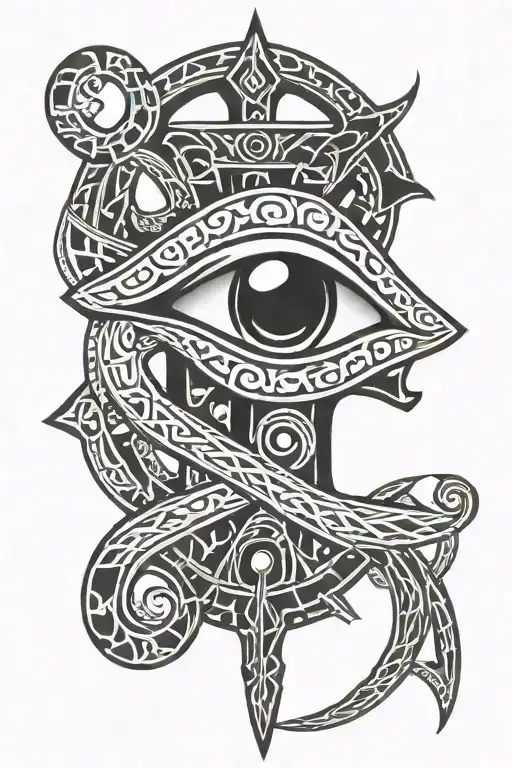 Ankh Symbol with eye tattoo design idea