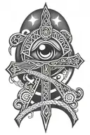 Ankh Symbol with eye tattoo design idea